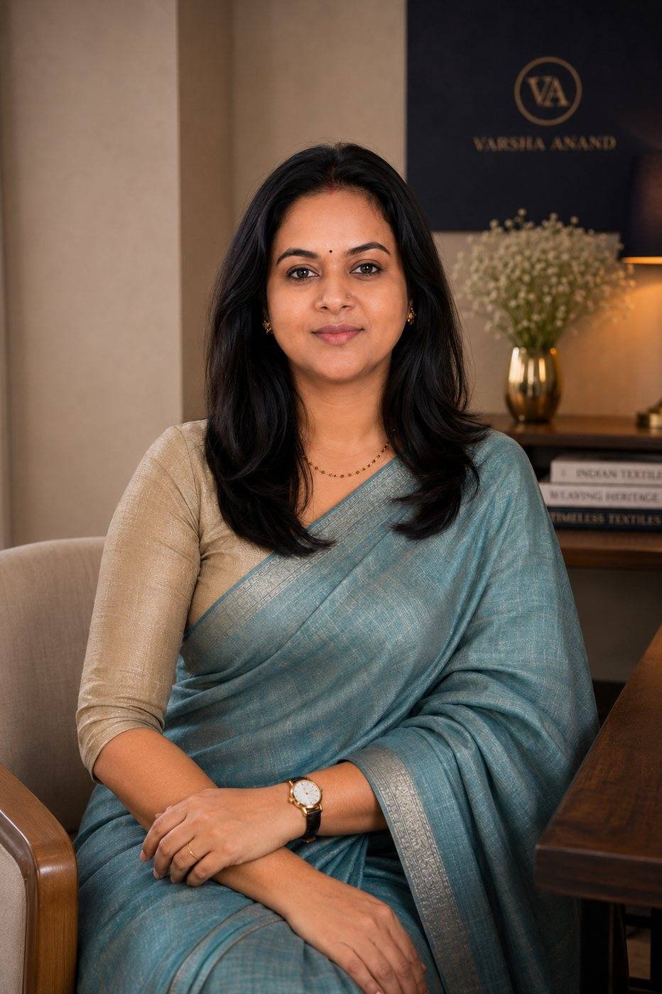 Varsha Anand, Founder & Proprietor of VARSHA ANAND, in a Bhagalpuri Tussar Silk saree